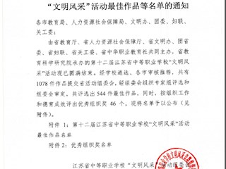 我院在第十二届江苏省中等职业学校“文明风采”活动中再获佳绩