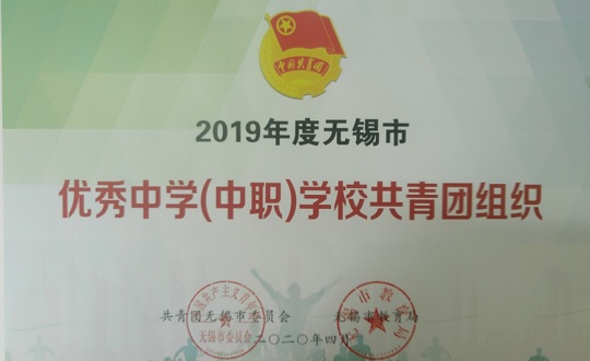 我院团委获评2019年度无锡市优秀中学（中职）学校共青团组织